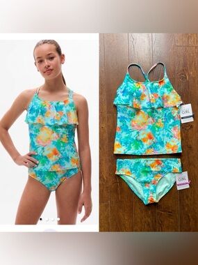 NWT Athleta Girl Floral Tankini and Bikini Bottoms Bathing Swimsuit. XXL/Size 16